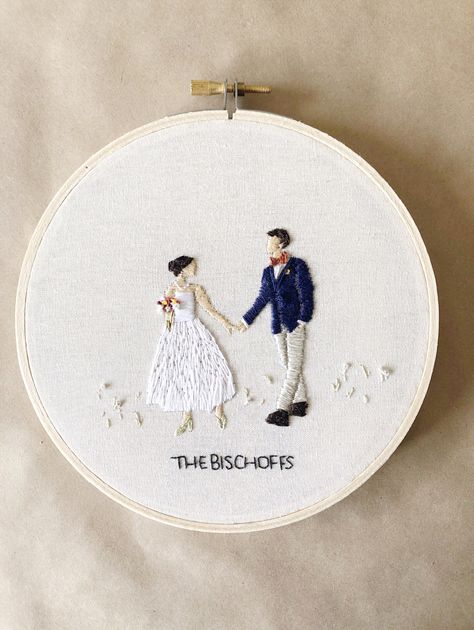 Handmade custom hoop art, made with love!   Treasure a memory by getting it turned into embroidered art for you or a friend that has everything.   Each portrait will be carefully customised and carefully stitched with detail by me.   These hand stitched pieces make wonderful gifts for any occasion including, wedding, anniversary, birthday, or just because.  Checkout my Instagram: @stitched_you Diy Embroidery Letters, Couple Embroidery, Rose Embroidery Designs, Embroidery Hoop Art Diy, Wedding Embroidery, Diy Embroidery Designs, Hand Embroidery Patterns Flowers, Hand Embroidery Videos, Hand Embroidery Kit