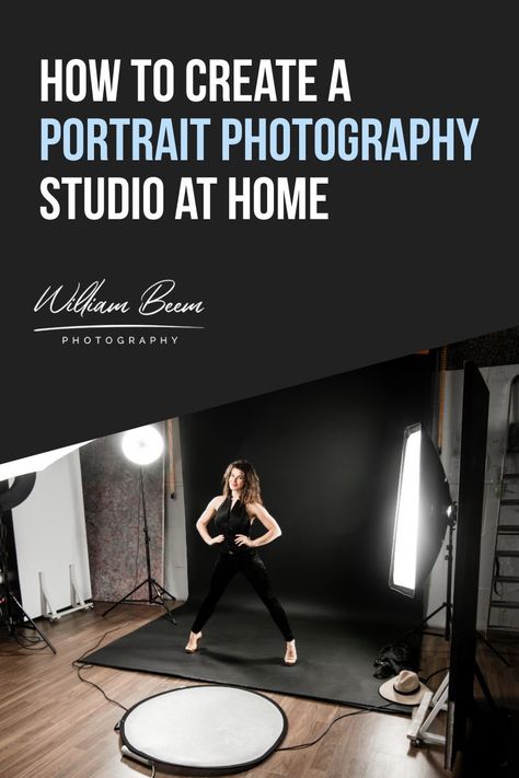 Creating a home studio for portrait photography doesn't need to be expensive or complicated. I'll show you the essentials to get started.  You need some essential elements, like space, a background, lighting, a camera and someone to pose for your portraits.  Start your home studio small and simple, and then add things as you know you need them. No need to complicate your portrait studio before you ever get started.  #portraitphotography #photostudio #portraits #photography How To Set Up A Photo Studio At Home, Photography Studio Essentials, Home Studio Ideas Photography, Small Photography Studio Setup Home, Photography Studio Must Haves, Portrait Photoshoot Ideas Studio, Home Studio Photography Setup, Small Photography Studio Setup, Photography Studio Setup Small Spaces