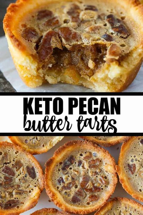 Pecan Butter Tarts, Pecan Pie Tarts, Keto Pecan Pie, Pecan Butter, Low Carb Low Fat Recipes, Postre Keto, Butter Tarts, Low Carb Low Sugar, Low Carb Sweets