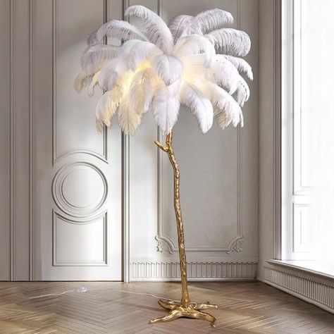 #amazonhome #amazonhomefinds #amazon #homedesign #homedecoration #homeoffice #homedecorideas #lamp #floorlamp Copper Room, Copper Living Room, Feather Lamp, Resin Design, Floor Table, Led Floor, Stand Light, Ostrich Feather, Bedside Lighting