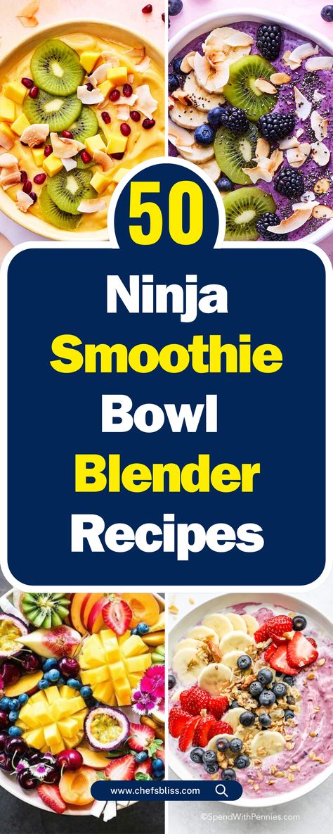 50+ Delicious Ninja Smoothie Bowl Blender Recipes to Try Today! – ChefsBliss Ninja Smoothie Bowl Recipes, Blender Recipes Dinner, Vitamix Healthy Recipes, Pumpkin Spice Smoothie Bowl, Acai Berry Smoothie, Peanut Butter Smoothie Bowl, Ninja Blender Recipes, Ninja Smoothies, Coconut Smoothie Bowl