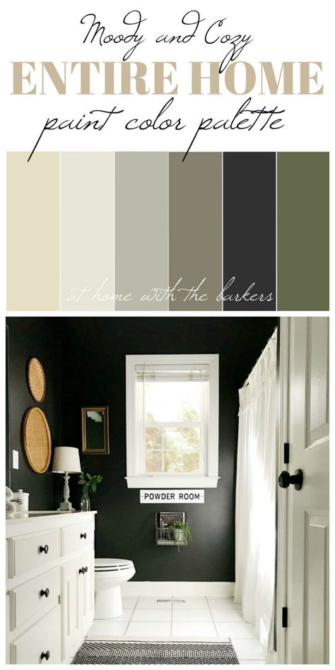 Our entire home paint color palette - At Home With The Barkers Home Paint Color Palette, Cozy Colors Palette, Home Paint Color, Home Paint, Black Color Palette, House Color Palettes, Interior Color Schemes, Karim Rashid, Paint Color Schemes