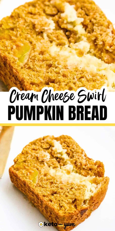 Bake this creamy Keto Pumpkin Bread recipe filled with cream cheese, nutmeg, cinnamon and a delicious pumpkin flavor. Keto Pumpkin Bread Recipes, Keto Cinnamon Bread, Bread With Cream Cheese Filling, Keto Pumpkin Recipes, Pumpkin Bread With Cream Cheese, Keto Pumpkin Bread, Bread With Cream Cheese, Moist Pumpkin Bread, Keto Diet List