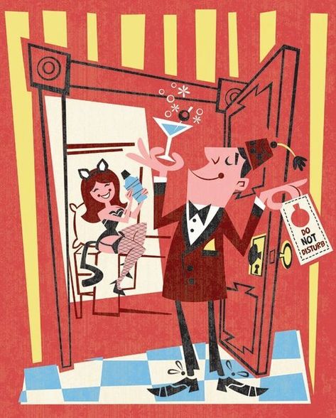 Derek Yaniger, Bg Design, Tiki Art, Vintage Illustration Art, Retro Artwork, Mid Century Illustration, Do Not Disturb, Retro Cartoons, Vintage Character