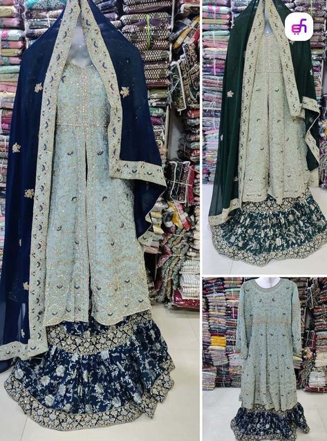 Farshi Gharara Pakistani, Walima Ceremony, Anarkali Dress Designs, Gharara Pakistani, Plazo Suits, Designer Dresses Elegant, Velvet Lehenga, Womens Trendy Dresses, Georgette Tops