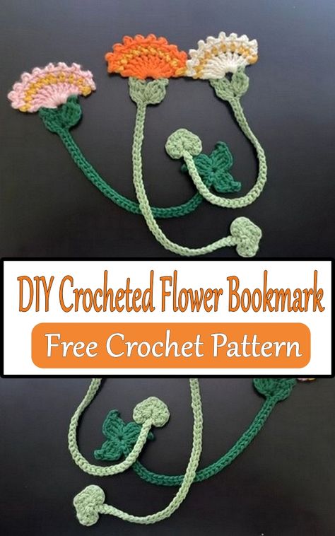 Crochet Bookmarks Flower, Crochet Flower Bookmark Free Pattern, Crochet Flower Bookmark, Easy Crochet Bookmarks, Diy Crochet Flowers, Crochet Bookmark Pattern, Crochet Flowers Easy, Crochet Angel, Japanese Crochet