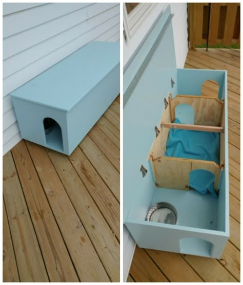 Outside Cat House, Cat House Plans, Outdoor Cat Shelter, Feral Cat Shelter, Feral Cat House, Katt Grejer, Chat Diy, Kat Diy, Niche Chat