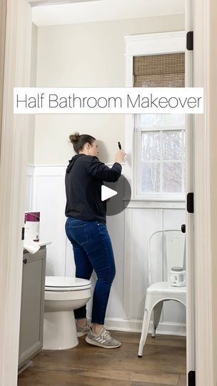 31K views · 1.6K reactions | Throwback Thursday to the first board and batten wall I ever installed

I gave our half bathroom a makeover by adding board and batten and painting. We also installed new lighting, a mirror, and countertop and this space completely transformed! 

I’m always amazed at the power of cosmetic updates! 

#boardandbatten #wallmoulding #accentwall #halfbath #bathroomrenovation #bathroominspiration #bathroommakeover #beforeandafterhomeedition #moulding #bathroomupdate #quartzcountertops #neutralhome #homeinspo #diy #diyprojects #simplediy #powertools #powertoolsarefun #nailgun #homeimprovements #bathroomdesign #bathroomreno 

Accent wall, diy project, board and batten, bathroom makeover, neutral home, before and after, cosmetic updates 

Do you have board and batten mo Board And Batten In Bathroom, Adding Board And Batten, Board And Batten Bathroom, Batten Bathroom, Half Bathroom Makeover, Accent Wall Diy, Half Painted Walls, Half Bathroom Remodel, Batten Wall