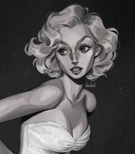 Marilyn Monroe Fan Art, Stylised Art, Comic Style, Celebrity Art, Comic Styles, Pretty Art, Marilyn Monroe, Long Hair, Female Sketch