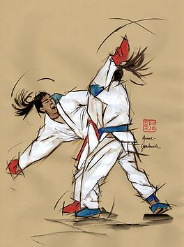 Jiujitsu Women, Karate Illustration, Karate Wallpaper, Karate Images, Karate Art, Karate Kumite, Wkf Karate, Martial Arts Anime, Martial Arts Quotes