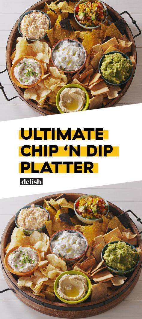 This Ultimate Chip & Dip Platter has something for EVERYONE at your party. Get the recipe at Delish.com. #recipe #easy #easyrecipe #partyideas #partyfood #appetizers #appetizer #party #dip Appetizer Dips Cold, Dip Platter, Fingerfood Party, Charcuterie Inspiration, Party Food Platters, Charcuterie Recipes, Läcker Mat, Party Platters, God Mat