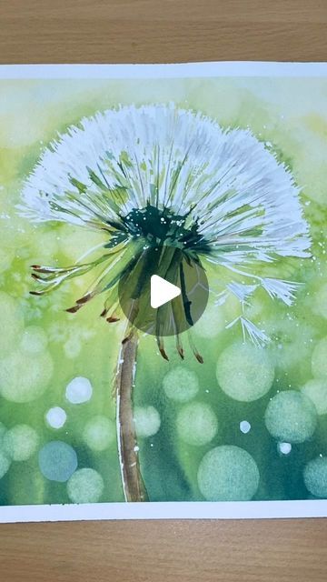 Karen Rice | Watercolour on Instagram: "Watercolour dandelion painting@using a Bokeh technique. This exclusive tutorial is available on my Patreon membership. #watercolor #watercolour #watercolourpainting #watercolorflorals #watercolortutorial #watercolorvideo #watercolorlesson #watercolourbeginners ##watercolourbeginners #watercolorWinsor&Newton #watercolorart #watercolourart #water-colourhowto #watercolors #inspiringwatercolors #watercolour #watercolourcolourmixing #watercolourloose #watercolourflowers #watercolourvideo #watercolourlesson #watercolour #watercolourtoptips #watercolorbeginners #watercolorideas #watercolorart #water-colorlfun" Bokeh Watercolour Tutorial, Dandelion Watercolor Painting, Watercolour Dandelion, Bokeh Watercolor, Dandelion Watercolor, Watercolor Dandelion, Bokeh Art, Dandelion Painting, Watercolour Techniques