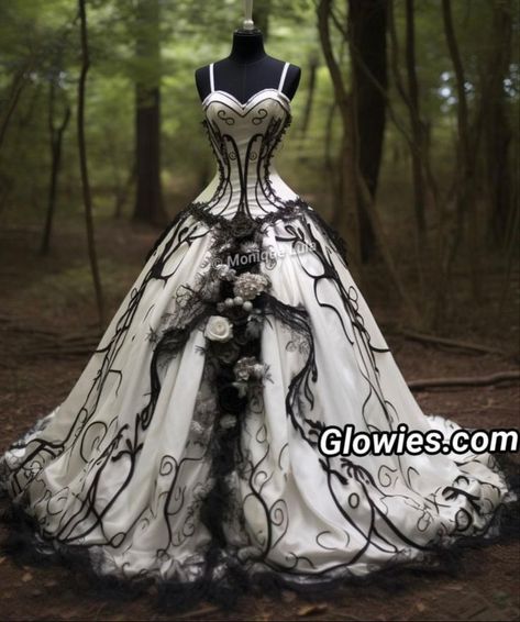 Goth Princess Wedding Dress, Goth Style Wedding Dress, Romantic Gothic Wedding Dress, Black Goth Wedding Dress, Gothic White Wedding Dress, White Gothic Wedding Dress, Vampire Wedding Dress, Emo Wedding Dresses, Alt Wedding Dress