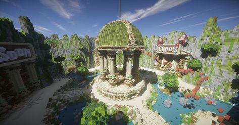 Minecraft Kale, Minecraft Temple, Minecraft Garden, Minecraft Village, Lobby Ideas, Minecraft Structures, Minecraft Interior Design, Minecraft Cottage, Minecraft Castle