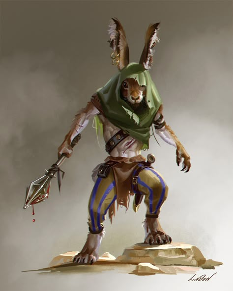 T Harengon Barbarian, Rabbit Warrior, Rabbit Folk, Dnd Races, Alien Concept Art, Fantasy Races, Dungeons And Dragons Characters, Dnd Art, Concept Artist