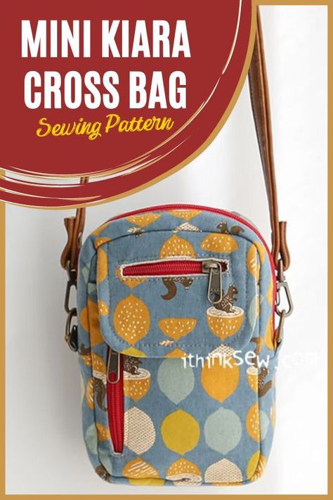 Mini Kiara Crossbody Bag sewing pattern (with video). This is a compact bag with mini pockets everywhere. It's ideal for when you are travelling or simply going to the grocery store with minimal belongings. This compact bag sewing pattern has little storage spaces for you to hide your important essentials without worrying it being lost deep inside the bag. You won’t have to rustle through it! A practical bag with an adorable yet sporty design! SewModernBags Crochet Bag For Men, Crossbody Bag Sewing Pattern, Crossbody Bag Sewing, Sling Bag Pattern, Wallet Sewing Pattern, Sew Bags, Handbag Sewing Patterns, Crossbody Bag Pattern, Purse Sewing Patterns