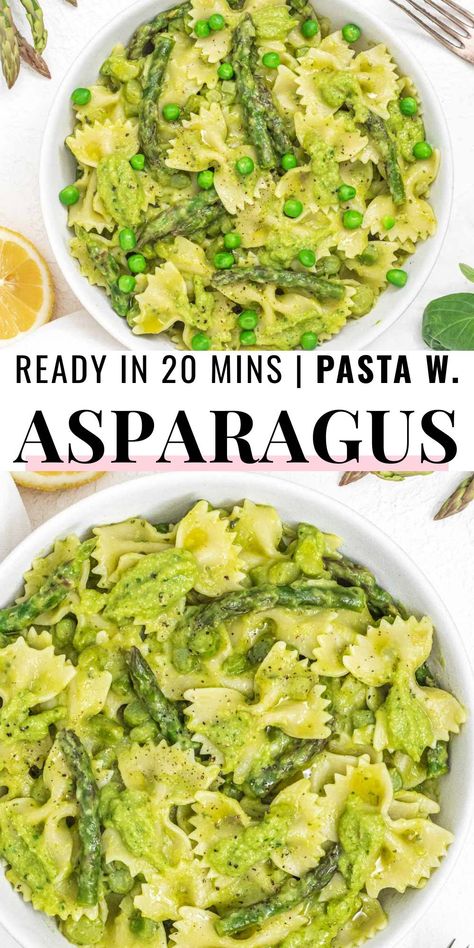 Vegan Asparagus Recipes, Tortellini Pesto, Asparagus Pasta Recipes, Asparagus Sauce, Lemon Asparagus Pasta, Easy Asparagus, Plant Based School, Pasta Vegetariana, Asparagus Pasta