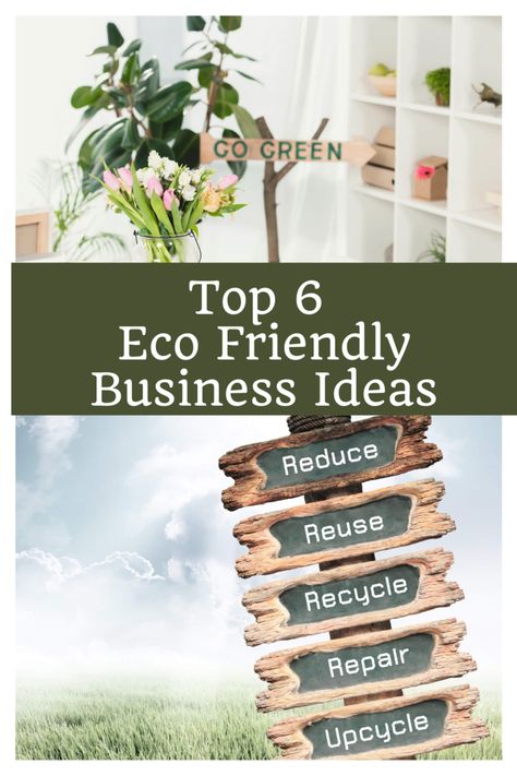 Looking to start up a new business? These top 6 ideas help promote and instill an eco friendly and green lifestyle in the business consumers! Eco Friendly Small Business Ideas, Organic Business Ideas, Environmental Business Ideas, Recycling Business Ideas, Tourism Business Ideas, Ways To Be More Eco Friendly, How To Be More Eco Friendly, Sustainability In Business, Green Business Ideas