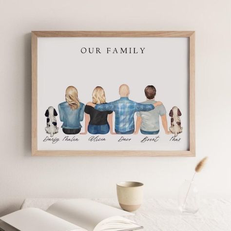 Gift For Mom From Daughter, Cadeau Parents, Family Ornaments, Custom Family Portrait, 11x14 Print, Gift For Grandma, Family Art, 3 People, 8x10 Print