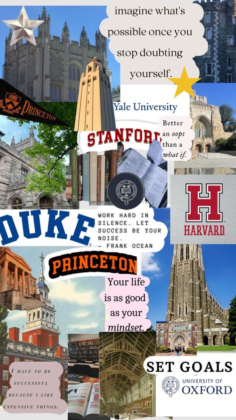 #college #goals #dream #ivyleauge #harvard #oxford #princeton #stanford #duke #yale #succeed #aesthetic #collegeaesthetic #study Ivy League Aesthetic, Duke College, Ivy League Colleges, Harvard Yale, College Goals, College Vision Board, Ivy League Schools, College Motivation, Uncommon Words