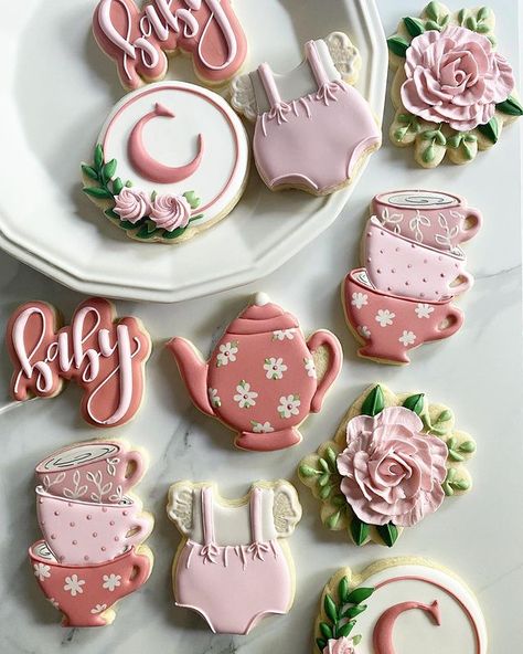 Ronnie’s Custom Cookies (@ronniescustomcookies) • Instagram photos and videos Tea Party Baby Shower Theme, High Tea Baby Shower, Baby Tea Party, Tea Party Cookies, Tea Cup Cookies, Sugar Cookie Royal Icing, Mini Tortillas, Baby Shower Tea, Tea Party Theme