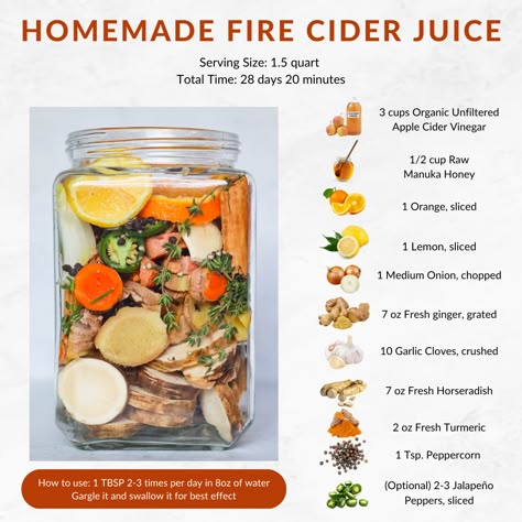 Fire Cider Vinegar Recipe, Herbs For Immune Support, Medicinal Honey Recipes, Diy Infused Honey, Diy Fire Cider Recipe, Diy Fire Cider, Homemade Fire Cider Recipe, Benefits Of Fire Cider, Fire Cider Recipe Benefits