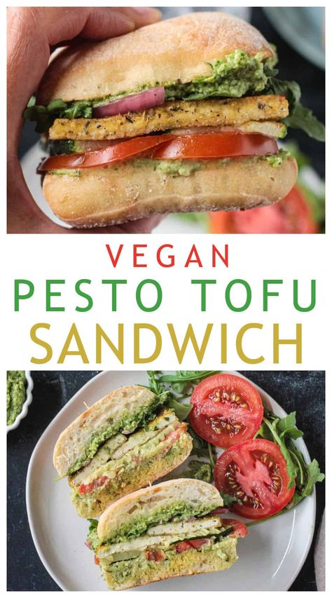 Tofu Salad Sandwich, Pesto Tofu, Sandwich Easy, Vegetarian Sandwich Recipes, Salad Sandwich Recipe, Vegan Sandwich Recipes, Tofu Sandwich, Pesto Sandwich, Tofu Salad