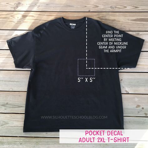 Tips for Heat Transfer Vinyl Shirt Decal Placement - Silhouette School Pocket Shirt Design, Heat Transfer Vinyl Tutorial, Heat Transfer Vinyl Shirts, Htv Shirts, Heat Transfer Vinyl Projects, Silhouette School Blog, Silhouette School, Logo Placement, Shirt Template