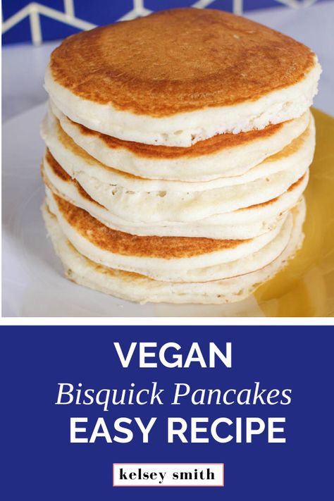 These easy Bisquick vegan pancakes are eggless and dairy-free. Is Bisquick pancake mix vegan? Yes! Use any milk substitute and skip the eggs. Bisquick Pancakes Without Eggs, Milkless Pancakes, Vegan Bisquick Pancakes, Bisquick Pancake Recipe, Vegan Pancake Mix, Egg Free Pancakes, Bisquick Pancakes, Milk Substitute, Gluten Free Bisquick