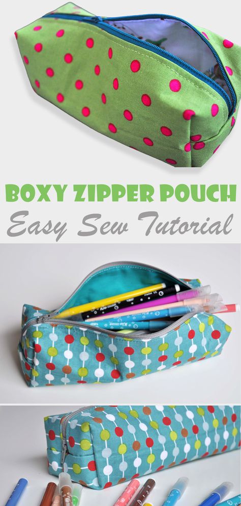 Zippered Box Pouch Sewing Tutorial. How to Make an Easy Boxy Zipper Pouch. Block Zipper Pouch Tutorial, How To Sew A Pencil Case Zipper Pouch, Boxy Zipper Pouch Pattern, Dumpling Pouch Free Pattern, Box Zipper Pouch Pattern, Zipper Bags Tutorial Free Pattern, Zipper Bags To Sew, Sew Zipper Pouch, Box Pouch Pattern