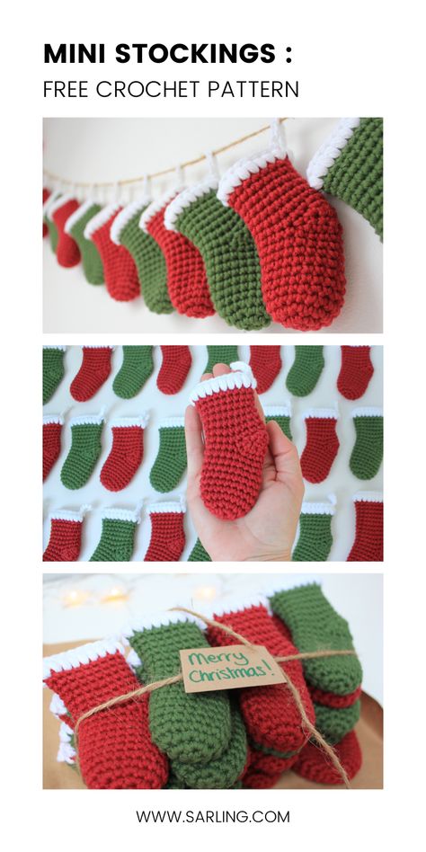 Crochet Small Stocking, Small Stocking Crochet Pattern, Small Christmas Amigurumi, Crochet For School Ideas, Crochet Small Stocking Pattern Free, Crochet Stocking Pattern Free, Joululahjat Diy, Stocking Pattern Free, Interesting Crochet