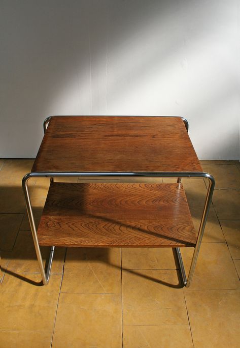 Vintage Marcel Breuer for Thonet B12 Bauhaus Console Side Table Wooden Tubular Chrome Modernist Functionalist Minimalist Retro Antique Loft - Etsy UK Bauhaus Apartment Interior, Interior Design Bauhaus, Bauhaus Bedroom, Bauhaus Coffee Table, Bauhaus Living Room, Bauhaus Decor, Bauhaus Table, Side Table Wooden, Bauhaus Interior