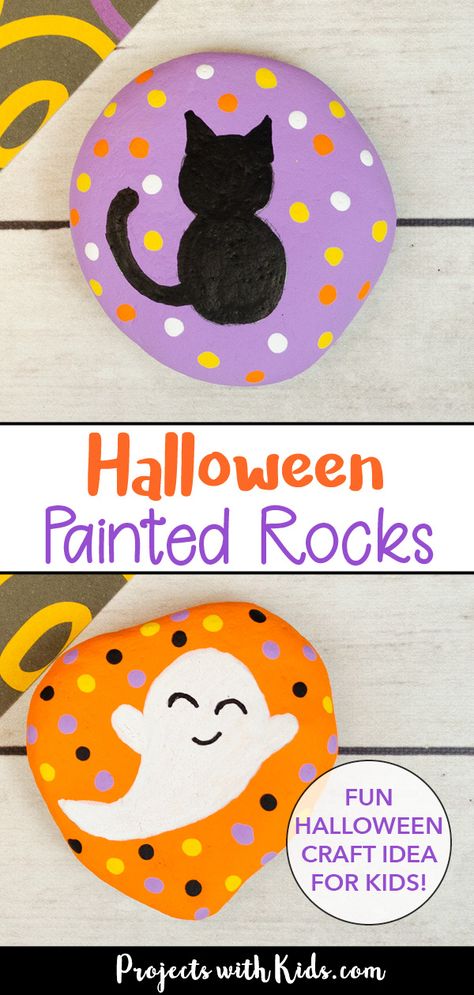 Halloween Craft Kids, Halloween Painted Rocks, Diy Halloween Art, Monster Activities, Craft Recipes, Halloween Art Projects, Fun Halloween Games, Fall Rock, Diy Rock Art