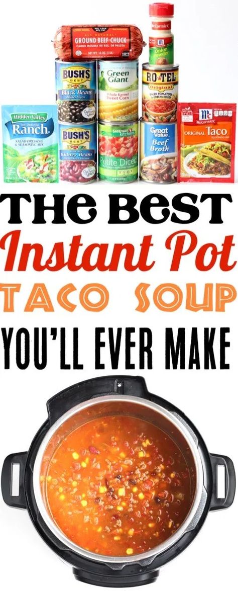 Southwest Soup, Instant Pot Taco Soup, Soup With Beans, Taco Soup Recipe Easy, Easy Taco Soup, Taco Soup Recipe, Quick And Easy Soup, Soup Easy, Pot Recipes Easy