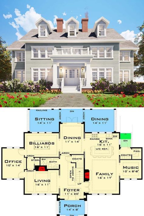 4 Bedroom House Plans Traditional, Colonial House Interior Floor Plans, House Design French Country, House With Views Floor Plans, Floor Plans Colonial, Colonial House Blueprints, Large Colonial House Plans, Floor Plans Large House, Family Estate Floor Plan