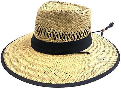 San Diego Hat Company mens Men's Upf 50 Wide Brim Natural Straw Lifeguard Outback Sun Hat, Natural, One Size US : Clothing, Shoes & Jewelry Billabong Hat, Lifeguard Hat, Wide Brim Straw Hat, San Diego Hat, Types Of Hats, Straw Sun Hat, Black Liner, Quality Hats, Hat For Man