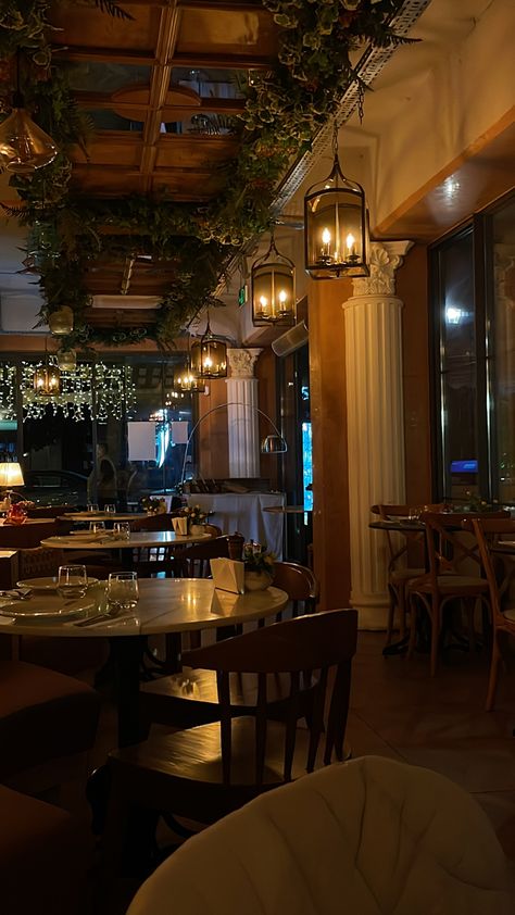 Cute Aesthetic Restaurant, Pretty Restaurant Interiors, Dark Luxury Restaurant Aesthetic, Dimly Lit Restaurant, Italian Restaurant Aesthetic Outdoor, Local Restaurant Aesthetic, Pretty Restaurant Aesthetic, Own Restaurant Aesthetic, Resturant Snap Aesthetic