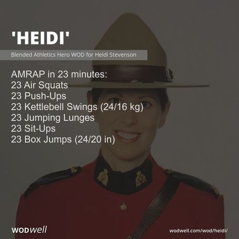 Crossfit Workouts Wod Full Body, Crossfit Amrap, Hero Workouts, Wods Crossfit, Crossfit Workouts Wod, Hero Wod, Canadian Mounted Police, Crossfit Workouts At Home, Amrap Workout