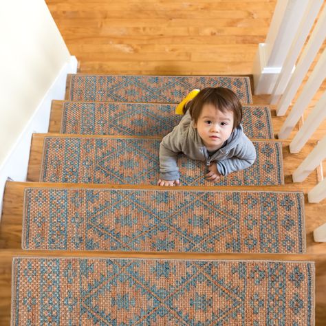 Painted stairs with runner