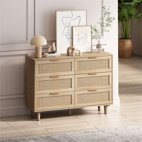 Details: 【Modern natural rattan】The rattan dresser adopts simple wood color and natural rattan drawer design, providing you with a simple and spacious sorting and storage solution. Rattan Storage Cabinet, Rattan Dresser, Rattan Sideboard, Rattan Storage, Accent Chests And Cabinets, Wooden Dresser, Drawer Design, Brown Living Room, Living Room Cabinets