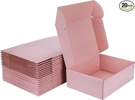 Amazon.com: MEBRUDY 12x9x4 Inches Shipping Boxes Pack of 20, Pink Corrugated Cardboard Box for Mailing Packing Literature Mailer : Office Products Pink Shipping Boxes, Pink White Black Aesthetic, Pink Box Packaging, Clever Packaging, Mailer Box, Unboxing Experience, Corrugated Box, Pink Box, Shipping Boxes