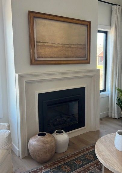 Samsung Frame Over Fireplace, Apartment Fireplace Decor With Tv, Frame Tv Above Mantle, Samsung Frame Above Fireplace, Fireplace Frame Tv, Samsung Frame Tv On Fireplace, Framing Tv Above Fireplace, Fireplace With Frame Tv Above, Samsung Frame Tv Over Fireplace