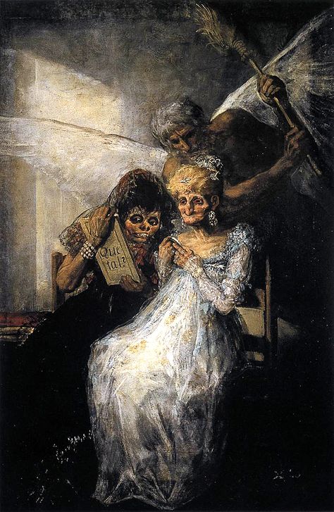 Francisco de Goya: “Las viejas”. Oil on canvas, 161 x 125 cm, c. 1810-1812. Palais des Beaux-Arts, Lille, France Goya Paintings, Art Romantique, Istoria Artei, Francisco Goya, Spanish Art, Spanish Painters, Spanish Artists, Arte Obscura, Art Et Illustration