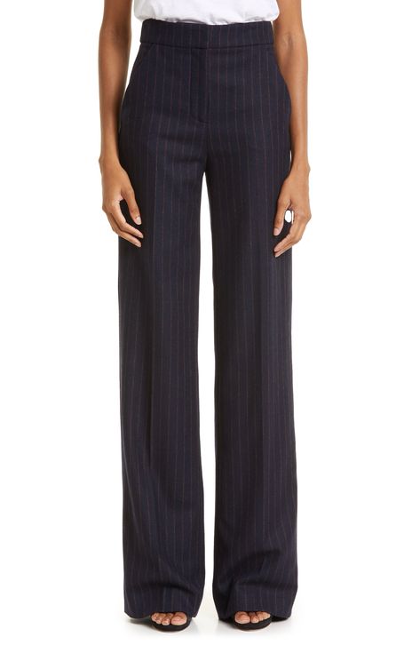 Veronica Beard Tonelli Pinstripe Wool Blend Pants available at #Nordstrom Navy Pinstripe Pants Outfit, Pinstripe Pants Outfit, Pinstripe Pants, Hello Gorgeous, Veronica Beard, Pants Outfit, Work Outfit, Wool Blend, Fashion Dresses