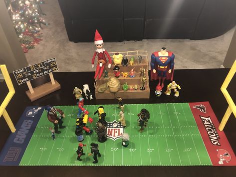 Elf on the shelf football Football Elf On The Shelf Ideas, Elf Football Ideas, Football Elf On The Shelf, Elf On The Shelf Football Ideas, Football Ideas, Elf Activities, Buddy The Elf, Shelf Ideas, Baby Bear