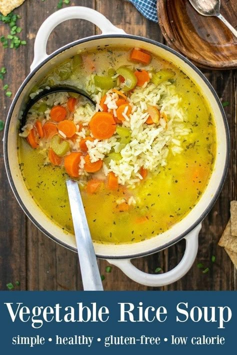 Vegetable Rice Soup, Meatless Soups, Chicken Broth Soup, Easy Vegetable Soup, Rice Soup Recipes, Vegetable Rice, Vegetable Soup Recipes, Veggie Soup, Vegetarian Soup