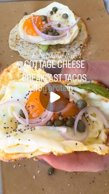 Everything Bagel Cottage Cheese Breakfast Tacos, Cottage Bread, Cottage Cheese Breakfast, Breakfast Taco, Cottage Cheese Eggs, Chili Crisp, Sliced Avocado, Cheese Flatbread, Runny Eggs