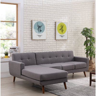 George Oliver Barnet Mid Century Sectional Mid Century Sectional Sofa, Sofa Scandinavian, Mid Century Sectional, Wide Sofa, Tufted Sectional, Mid Century Modern Sectional, Small Sectional Sofa, Blue Sectional, Mid Century Sofa