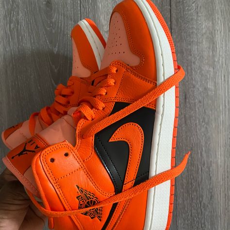 Women's Shoes Crimson Bliss/Black/Sail/ Rush Orange Size 8.5 Style Dm3381-600 Orange Aesthetic Shoes, Sneakers Head, Jordans Aesthetic, Louis Vuitton Duffle Bag, Nike Shoes Women Fashion, Custom Sneakers Diy, Pretty Sneakers, Nike Air Jordan Shoes, Air Jordan 1 Mid Se