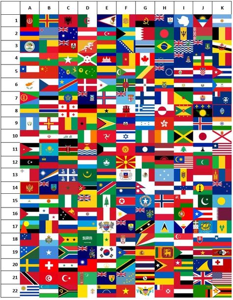 The world in a nutshell. My country is in J18. What about yours? All The Flags, All World Flags, All Country Flags, World Illustration, Reward And Recognition, Countries And Flags, Flag Coloring Pages, Flag Country, Flag Icon